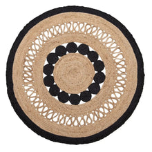 Carica l'immagine nel visualizzatore di Gallery, NATURAL RUG-BLACK JUTE  120 X 120 X 1 CM