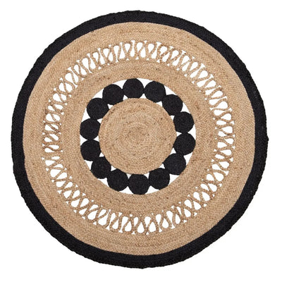 NATURAL RUG-BLACK JUTE  120 X 120 X 1 CM