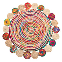 Laden Sie das Bild in den Galerie-Viewer, MULTICOLORED JUTE  RUG 120 X 120 X 1 CM