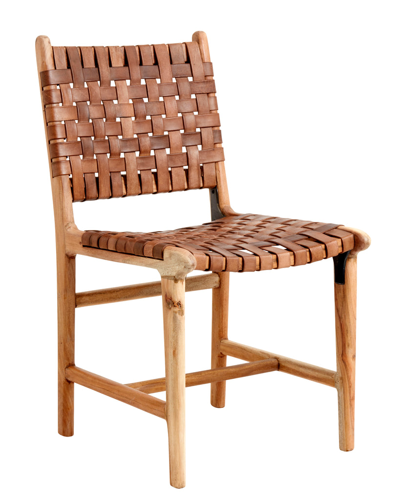 Dining chair, brown leather/wood