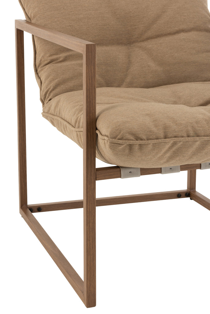 Chair 1-Person Metal/Textile Beige/Dark Brown