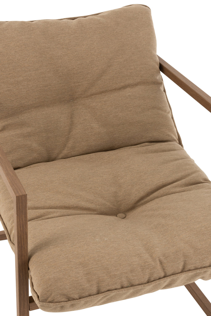 Chair 1-Person Metal/Textile Beige/Dark Brown