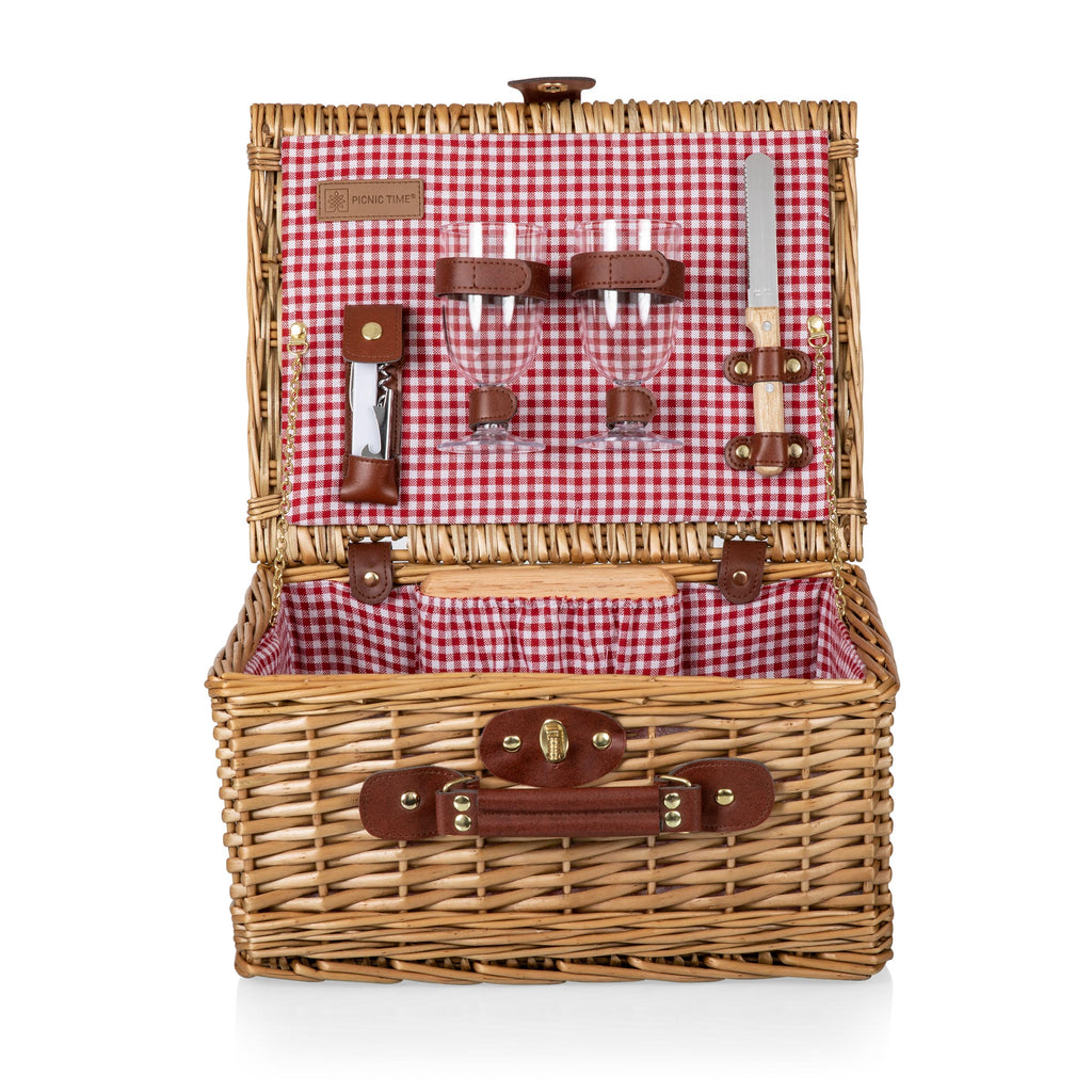 Classic Wine Basket - Red & White Gingham Pattern