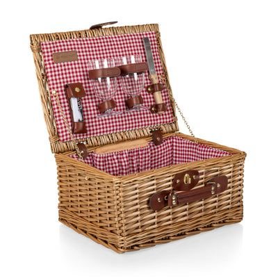 Classic Wine Basket - Red & White Gingham Pattern