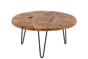 Coffee Table Round Teak Wood Brown