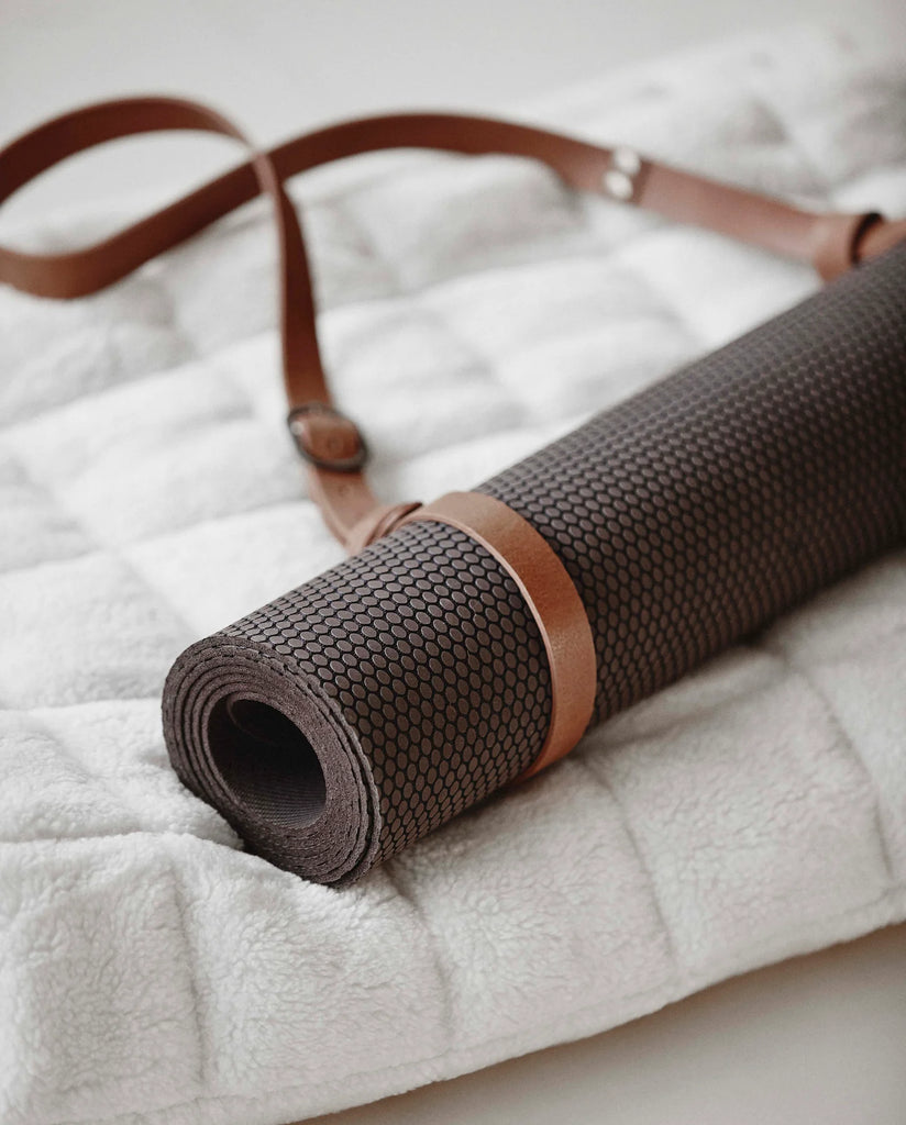 YOGA LEATHER STRAP FOR YOGA MAT, L.BROWN