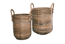 Load image into Gallery viewer, basket, laundry basket, wood basket, basket Limassol, basket Cyprus,  rattan basket, bamboo basket, planter basket, boho basket, natural basket