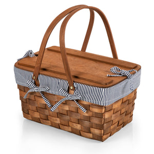 Kansas Basket - Navy Blue & White Stripe