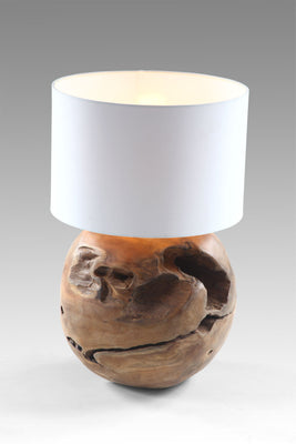 TEAK BALL TABLE LAMP