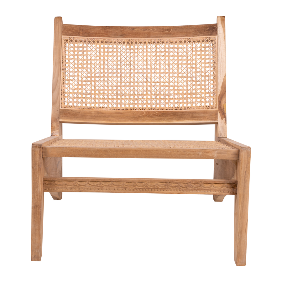 Teak wood with rattan chair carved