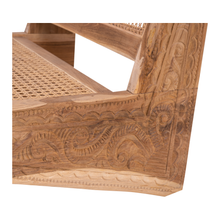 Cargar imagen en el visor de la galería, Teak wood with rattan chair carved