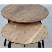 Load image into Gallery viewer, Coffee table - ø60/ø50 - Natural/black - Acacia wood/iron - Set of 2