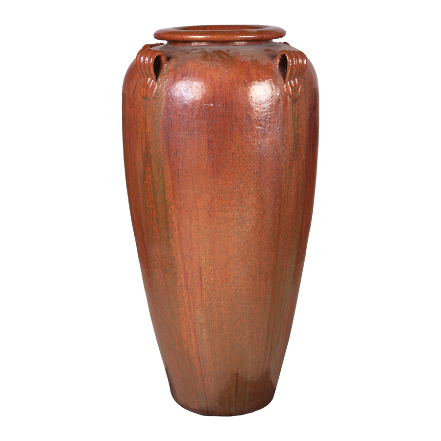 Pot with handles glossy orange