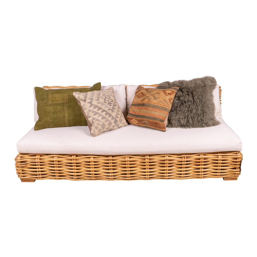 Sofa rattan with cushion 250x100x36