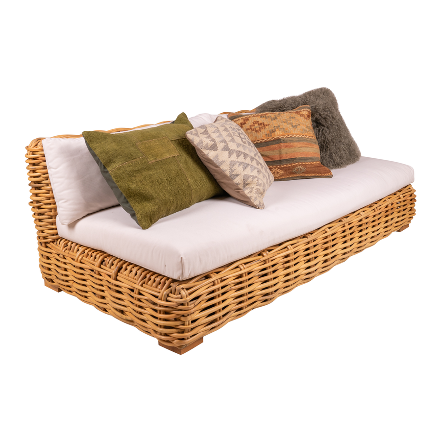 Sofa rattan with cushion 250x100x36