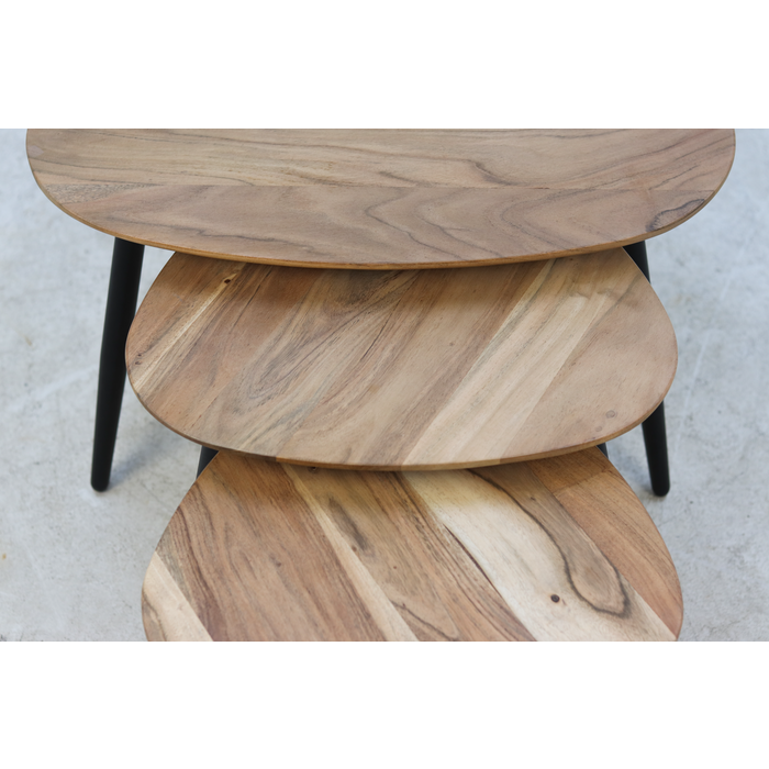 Coffee tables - ø70/ø50/ø45 - Acacia wood/iron - Set of 3
