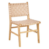 BEIGE CHAIR TEAK WOOD-LEATHER 50 X 56 X 87 CM