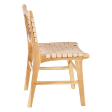 Load image into Gallery viewer, BEIGE CHAIR TEAK WOOD-LEATHER 50 X 56 X 87 CM