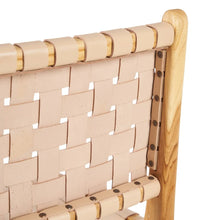 Load image into Gallery viewer, BEIGE CHAIR TEAK WOOD-LEATHER 50 X 56 X 87 CM