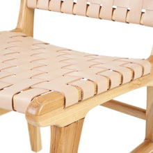 Load image into Gallery viewer, BEIGE CHAIR TEAK WOOD-LEATHER 50 X 56 X 87 CM