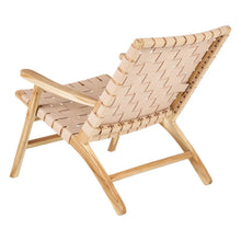 Load image into Gallery viewer, BEIGE ARMCHAIR TEAK WOOD-LEATHER 74 X 78 X 75 CM