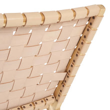 Cargar imagen en el visor de la galería, BEIGE ARMCHAIR TEAK WOOD-LEATHER 74 X 78 X 75 CM