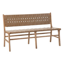 Load image into Gallery viewer, BEIGE BENCH TEAK WOOD-LEATHER 140 X 59 X 89 CM