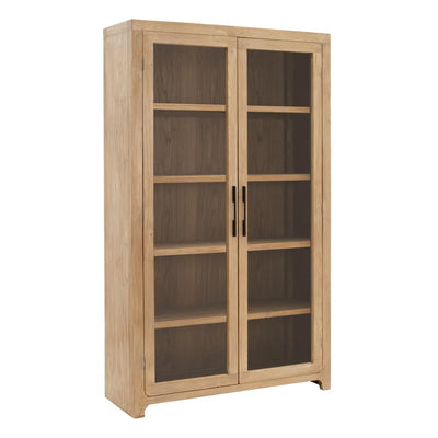 NATURAL ELM WOOD DISPLAY CABINET LIVING ROOM 122 X 44 X 210 CM