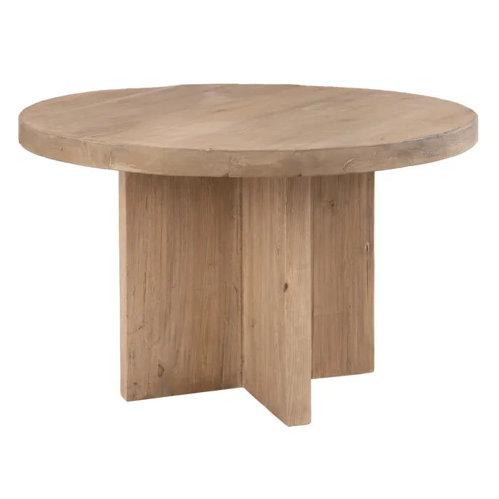 NATURAL ELM WOOD DINING TABLE 120 X 120 X 76 CM