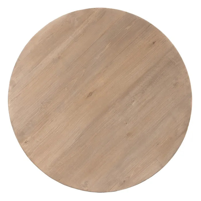 NATURAL ELM WOOD DINING TABLE 120 X 120 X 76 CM