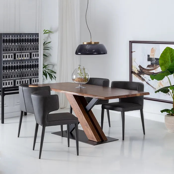 NATURAL-BLACK DINING TABLE 180 X 90 X 76 CM