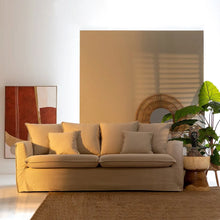 Cargar imagen en el visor de la galería, SOFA 4 SEATS BEIGE FABRIC LIVING ROOM 220 X 96 X 93 CM
