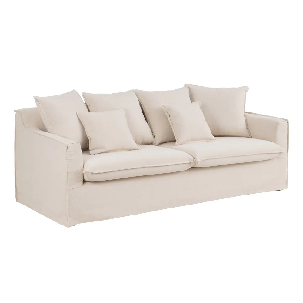 SOFA 4 SEATS BEIGE FABRIC LIVING ROOM 220 X 96 X 93 CM
