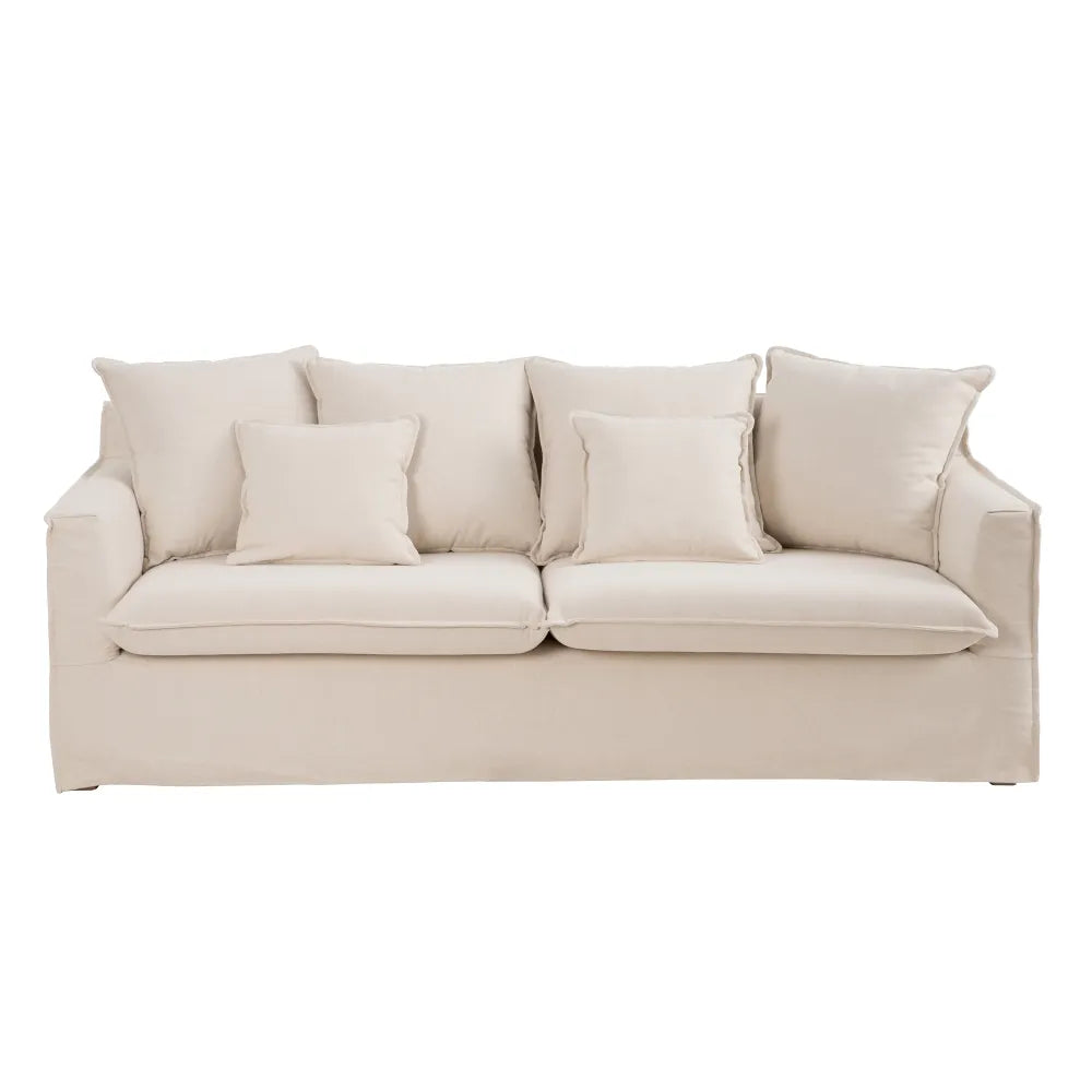 SOFA 4 SEATS BEIGE FABRIC LIVING ROOM 220 X 96 X 93 CM