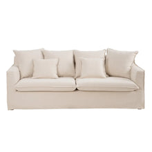 Cargar imagen en el visor de la galería, SOFA 4 SEATS BEIGE FABRIC LIVING ROOM 220 X 96 X 93 CM