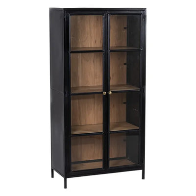 BLACK-NATURAL SHOWCASE WOOD-IRON 80 X 40 X 160 CM