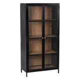 BLACK-NATURAL SHOWCASE WOOD-IRON 80 X 40 X 160 CM