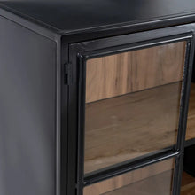 Load image into Gallery viewer, BLACK-NATURAL SHOWCASE WOOD-IRON 80 X 40 X 160 CM