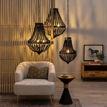 Load image into Gallery viewer, BLACK BEADS CEILING LAMP 40 X 40 X 60 CM