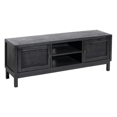 BLACK WOODEN TV CABINET MINDI LIVING ROOM 150 X 40 X 55 CM