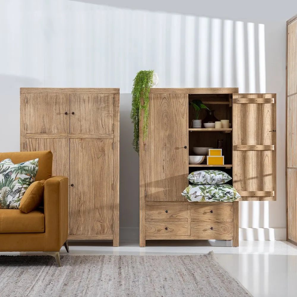 NATURAL WOODEN CUPBOARD MINDI LIVING ROOM 100 X 40 X 160 CM