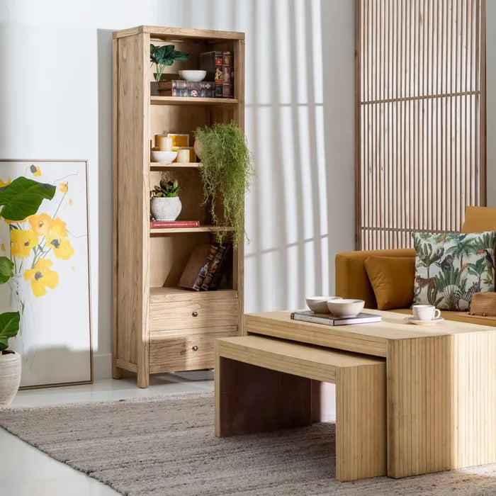 NATURAL WOODEN BOOKCASE MINDI LIVING ROOM 60 X 40 X 190 CM