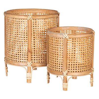 S/2 NATURAL BAMBOO DECORATION PLANTER 31 X 31 X 38 CM
