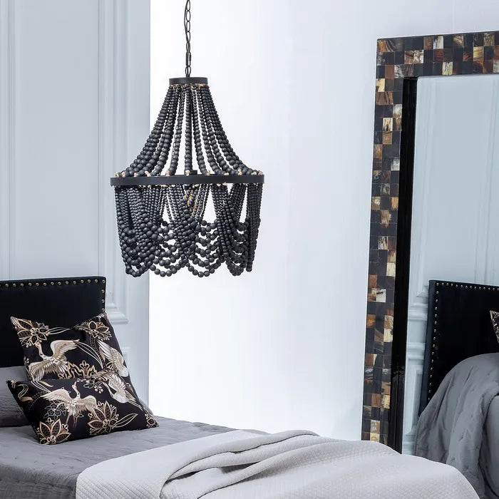 BLACK BEADS CEILING LAMP 48.50 X 48.50 X 62 CM