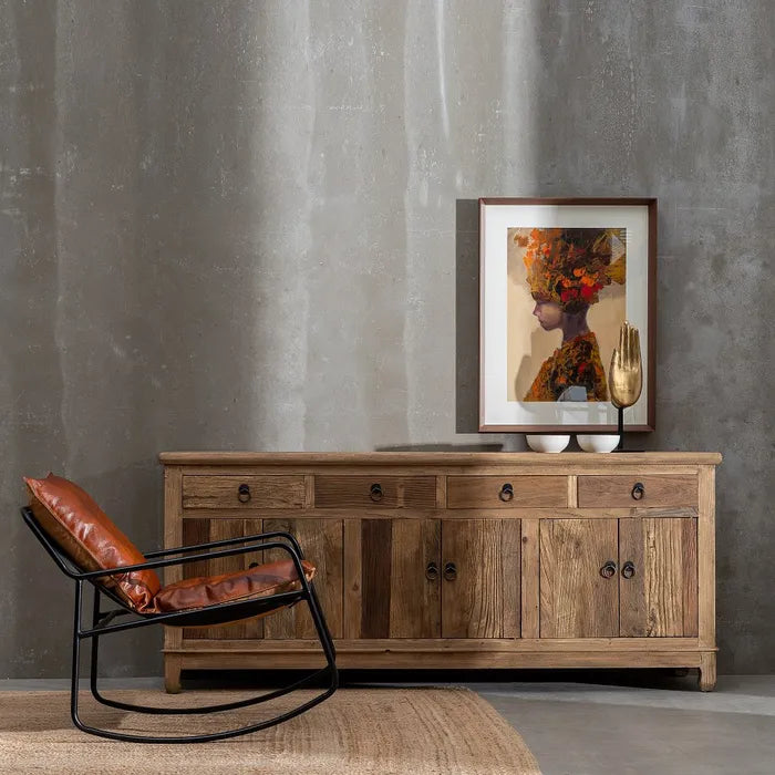 NATURAL ELM WOOD SIDEBOARD LIVING ROOM 190 X 50 X 80 CM