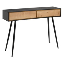 Carica l&#39;immagine nel visualizzatore di Gallery, CONSOLE BLACK-NATURAL MDF-METAL ENTRANCE 120 X 30 X 85.50 CM