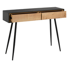 Carica l&#39;immagine nel visualizzatore di Gallery, CONSOLE BLACK-NATURAL MDF-METAL ENTRANCE 120 X 30 X 85.50 CM