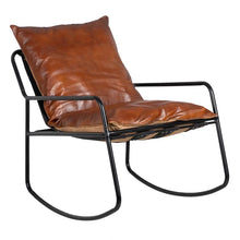 Load image into Gallery viewer, BROWN METAL / LEATHER ROCKING CHAIR LIVING ROOM 59 X 80 X 80 CM