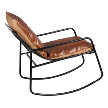 Charger l&#39;image dans la galerie, BROWN METAL / LEATHER ROCKING CHAIR LIVING ROOM 59 X 80 X 80 CM