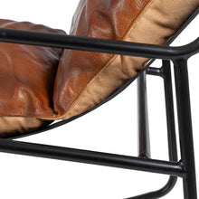 Charger l&#39;image dans la galerie, BROWN METAL / LEATHER ROCKING CHAIR LIVING ROOM 59 X 80 X 80 CM